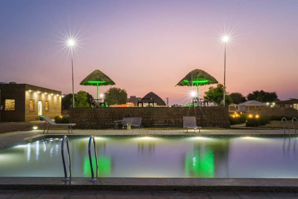 Swimming pool of umiya desert camp jaisalmer